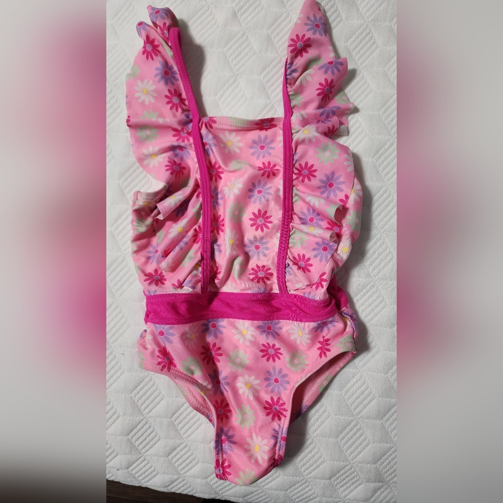 Pink Floral Ruffle One-Piece Swimsuit